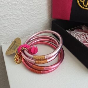 🏷Sz Small Budhagirl 🎠 Carousel Pink All Weather Bangles® (Set of 4)